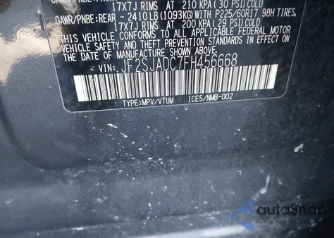 2015 Subaru Forester 2.5I Premium from USA, damaged, VIN JF2SJADC7FH456668